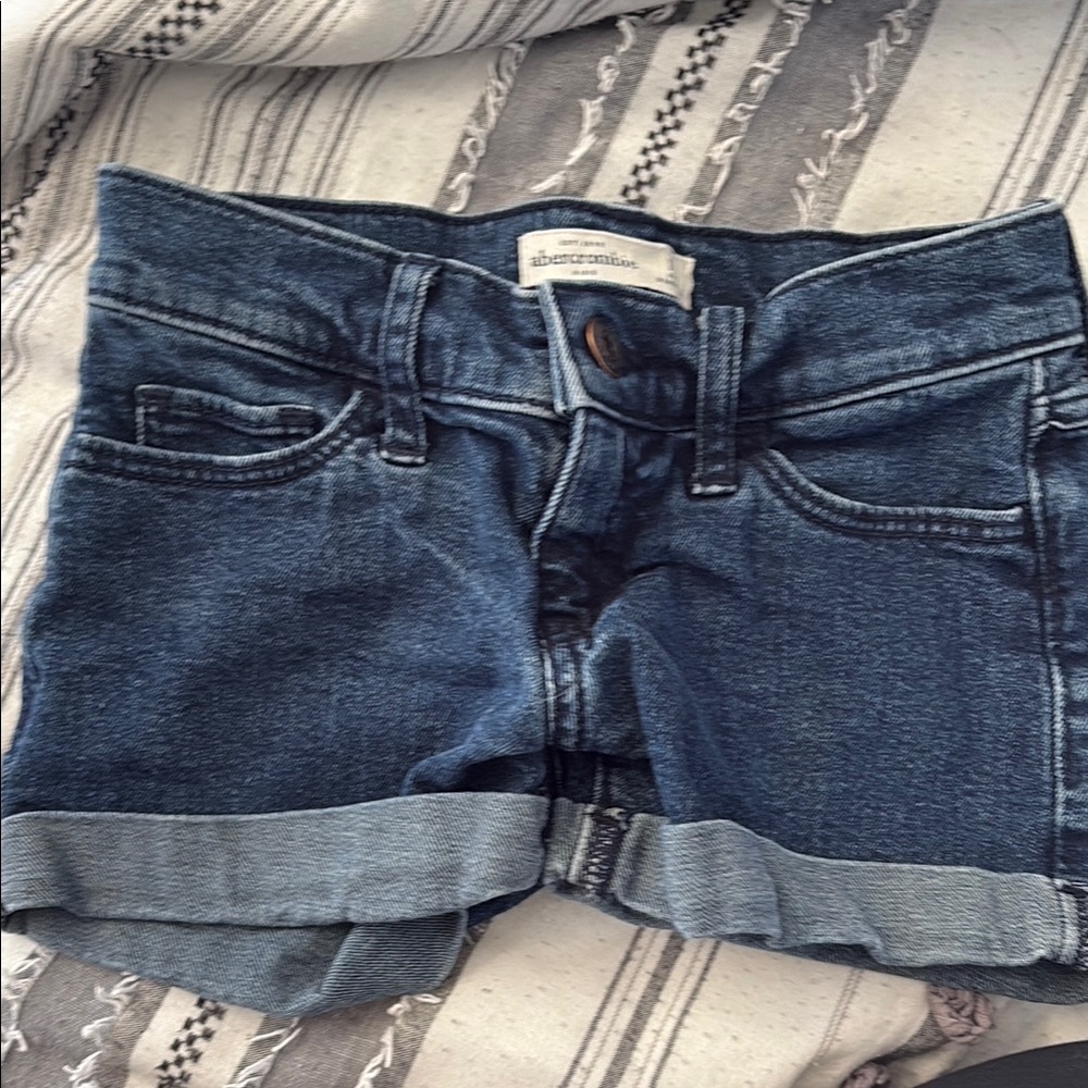 Abercrombie & Fitch Dark Blue Denim Cuffed Girls Shorts